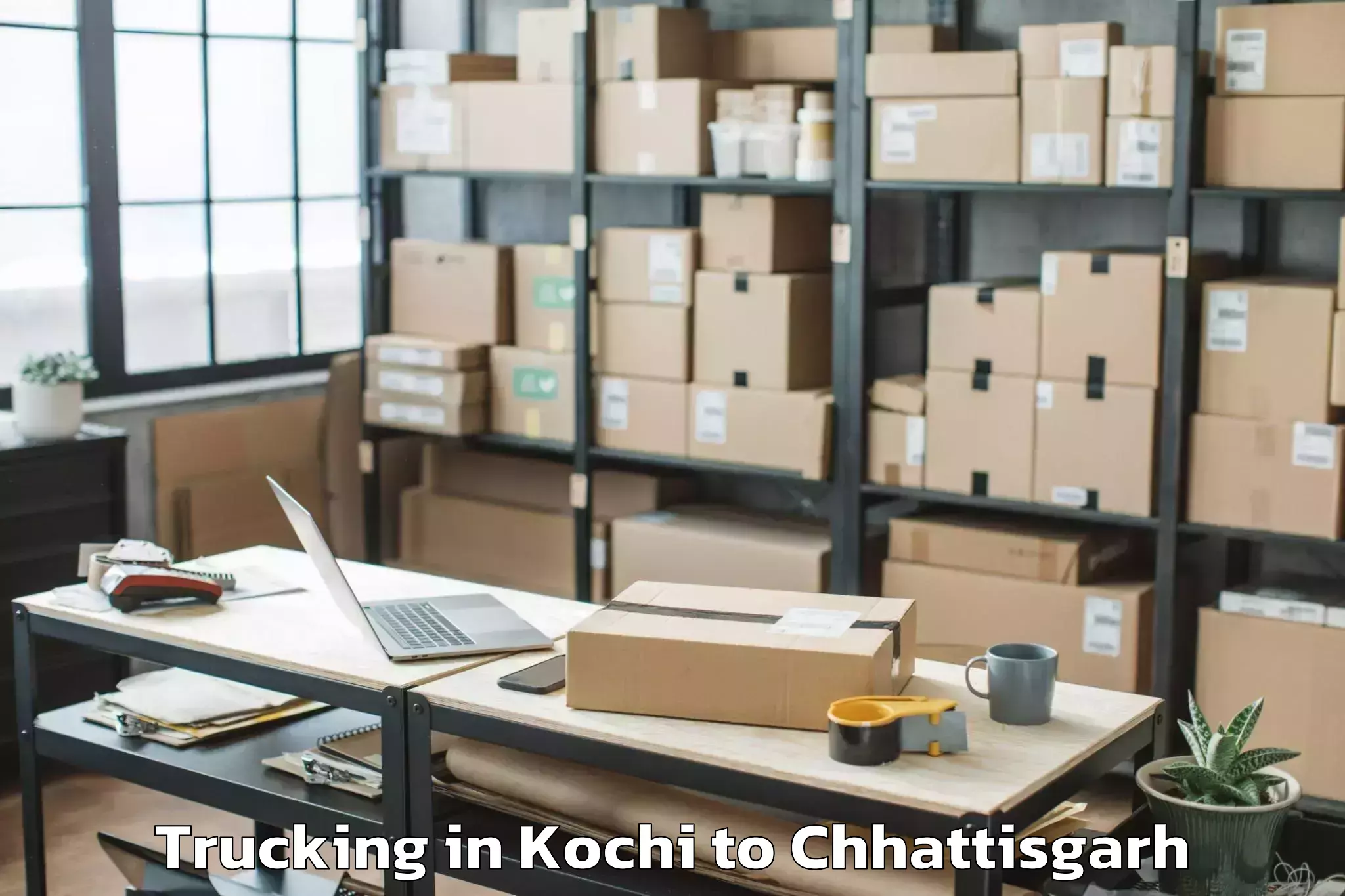 Professional Kochi to Udaipur Dharamjaigarh Trucking